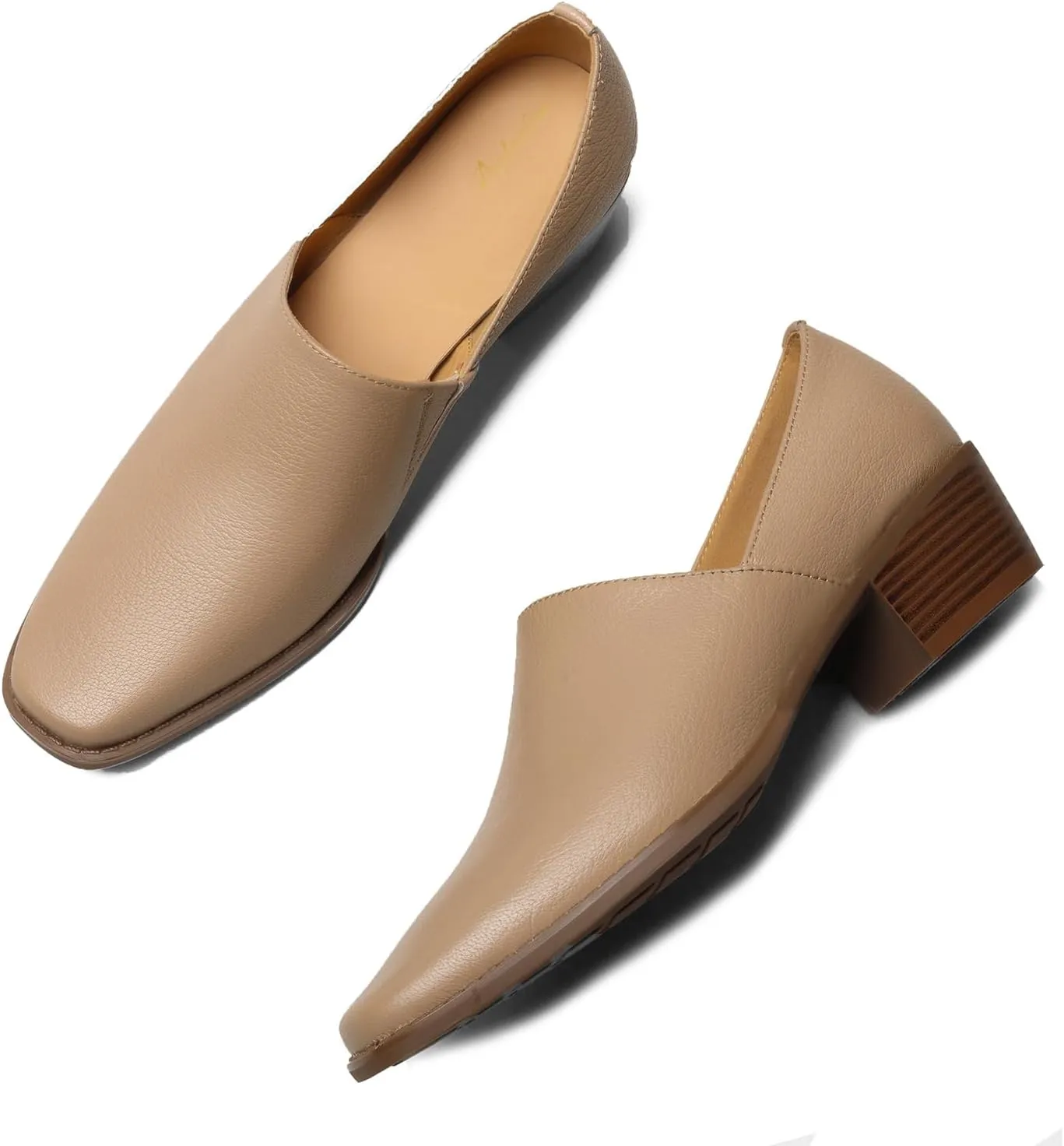 Women Chunky Block Heel Loafers Square Toe Slip on Loafer Pumps 2 inch Thick Heel Loafer Shoes Matte Classic Basic Office Ladies Work Shoes Loafer Heels Comfort Causal 4-11 M US