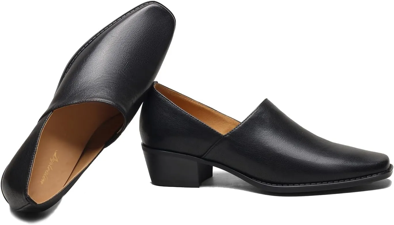 Women Chunky Block Heel Loafers Square Toe Slip on Loafer Pumps 2 inch Thick Heel Loafer Shoes Matte Classic Basic Office Ladies Work Shoes Loafer Heels Comfort Causal 4-11 M US