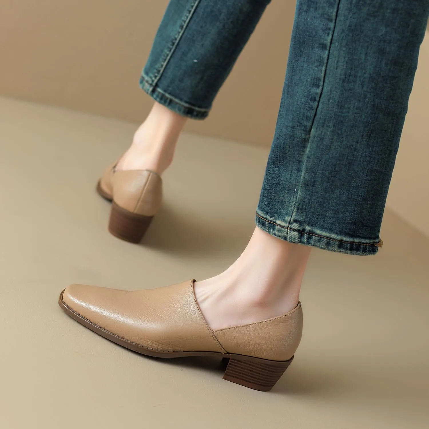 Women Chunky Block Heel Loafers Square Toe Slip on Loafer Pumps 2 inch Thick Heel Loafer Shoes Matte Classic Basic Office Ladies Work Shoes Loafer Heels Comfort Causal 4-11 M US