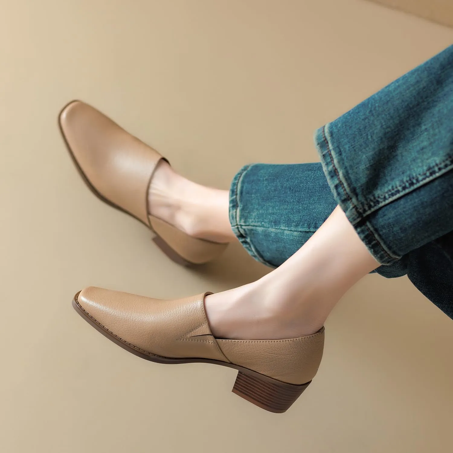 Women Chunky Block Heel Loafers Square Toe Slip on Loafer Pumps 2 inch Thick Heel Loafer Shoes Matte Classic Basic Office Ladies Work Shoes Loafer Heels Comfort Causal 4-11 M US