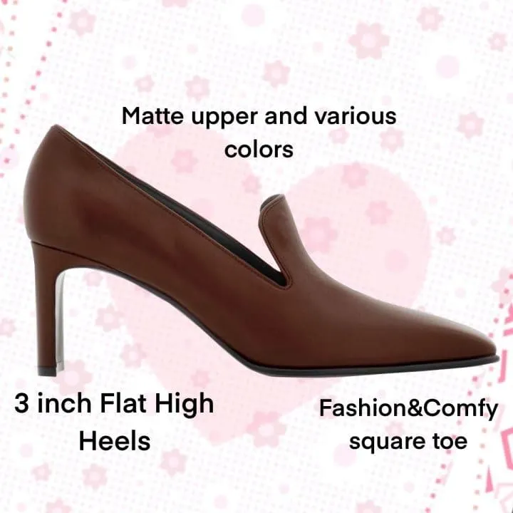 Women Chunky High Heel Loafers Pumps Square Toe Slip on Pumps Dress Heels Matte 3 inch Block Heel Loafer Shoes Classic Causal Fashion Oxford Loafer Heels Professional Office 4-11 M US