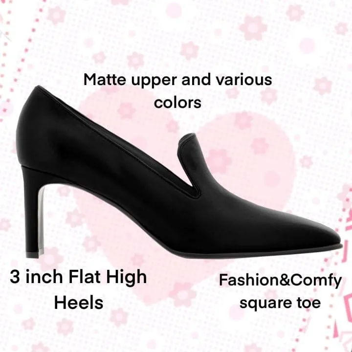Women Chunky High Heel Loafers Pumps Square Toe Slip on Pumps Dress Heels Matte 3 inch Block Heel Loafer Shoes Classic Causal Fashion Oxford Loafer Heels Professional Office 4-11 M US
