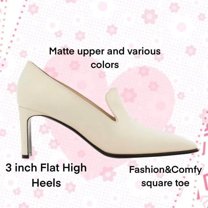 Women Chunky High Heel Loafers Pumps Square Toe Slip on Pumps Dress Heels Matte 3 inch Block Heel Loafer Shoes Classic Causal Fashion Oxford Loafer Heels Professional Office 4-11 M US