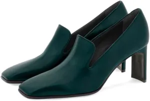 Women Chunky High Heel Loafers Pumps Square Toe Slip on Pumps Dress Heels Matte 3 inch Block Heel Loafer Shoes Classic Causal Fashion Oxford Loafer Heels Professional Office 4-11 M US