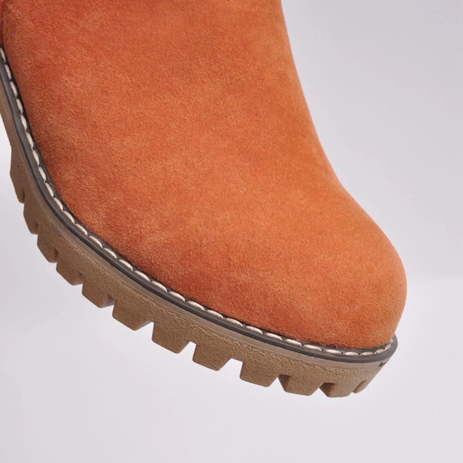 Women Cute Warm Short Boots Women's Winter Snow Fleece Suede Chunky Mid Heel Round Toe Ankle Booties