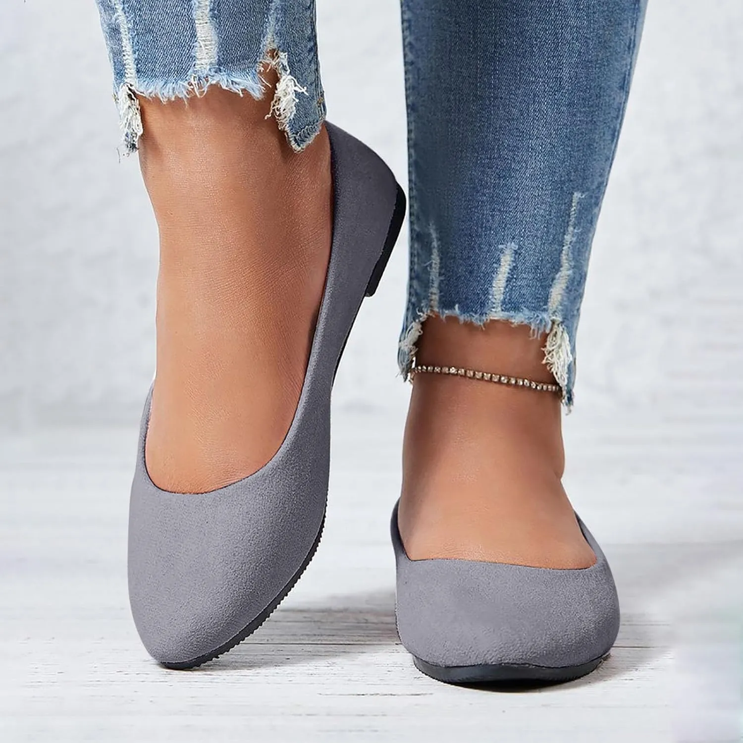 Women Flat Shoes Slip On Comfortable Walking Ballerina Shoes Cute Ballet Flats Ladies Portable Pumps Low Wedge Loafers
