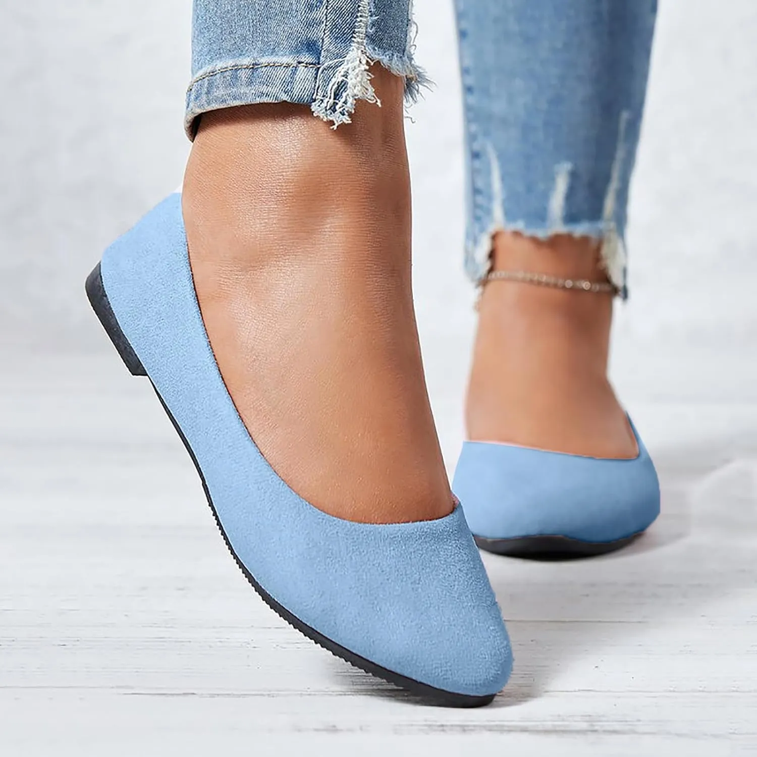 Women Flat Shoes Slip On Comfortable Walking Ballerina Shoes Cute Ballet Flats Ladies Portable Pumps Low Wedge Loafers