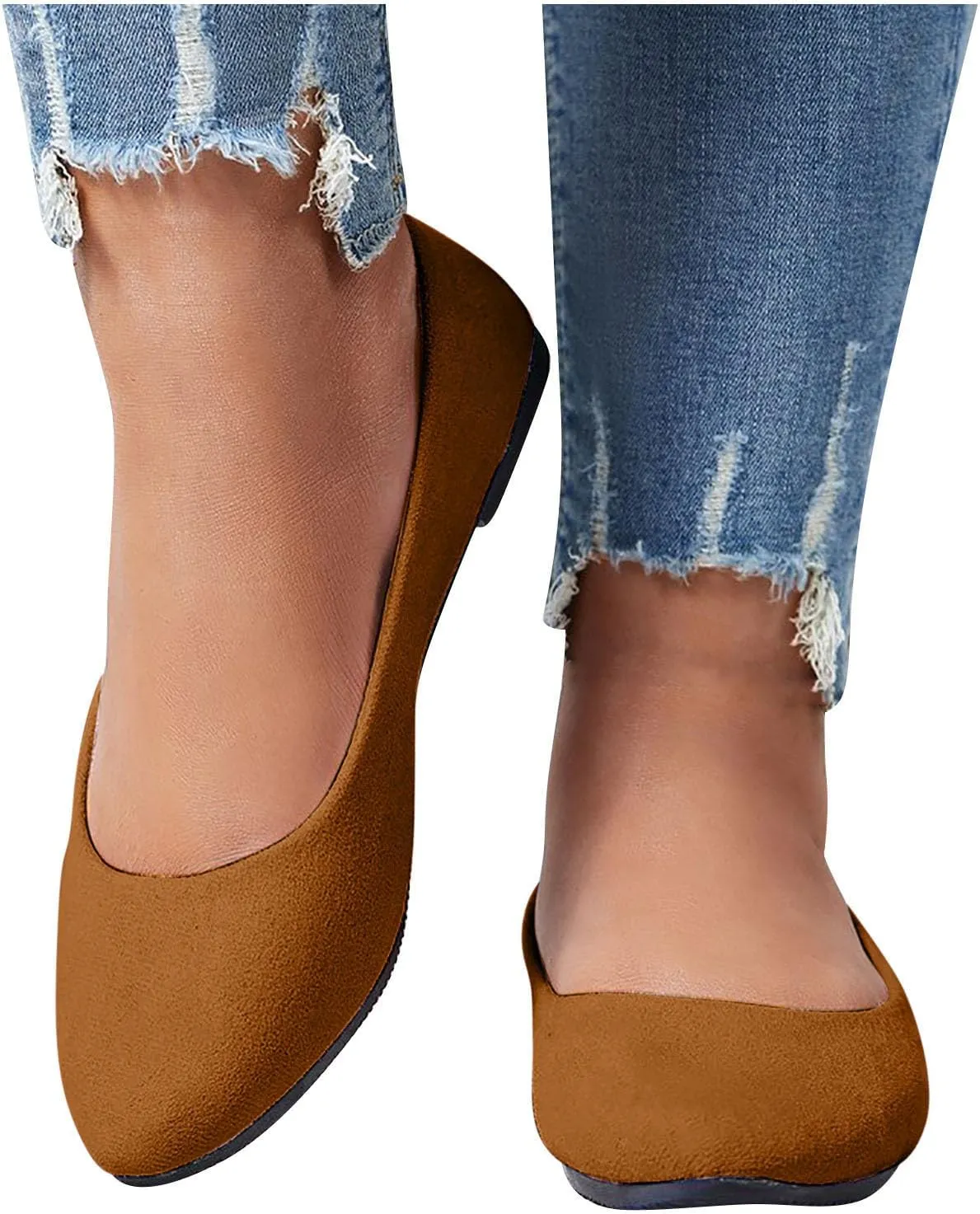 Women Flat Shoes Slip On Comfortable Walking Ballerina Shoes Cute Ballet Flats Ladies Portable Pumps Low Wedge Loafers