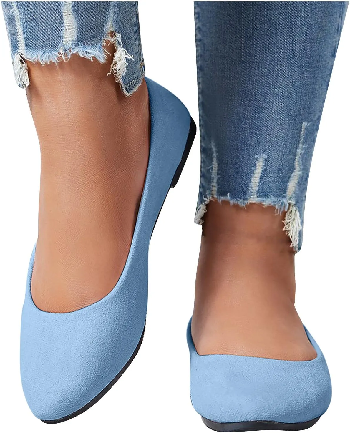 Women Flat Shoes Slip On Comfortable Walking Ballerina Shoes Cute Ballet Flats Ladies Portable Pumps Low Wedge Loafers