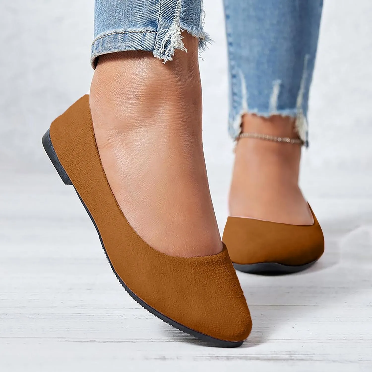Women Flat Shoes Slip On Comfortable Walking Ballerina Shoes Cute Ballet Flats Ladies Portable Pumps Low Wedge Loafers