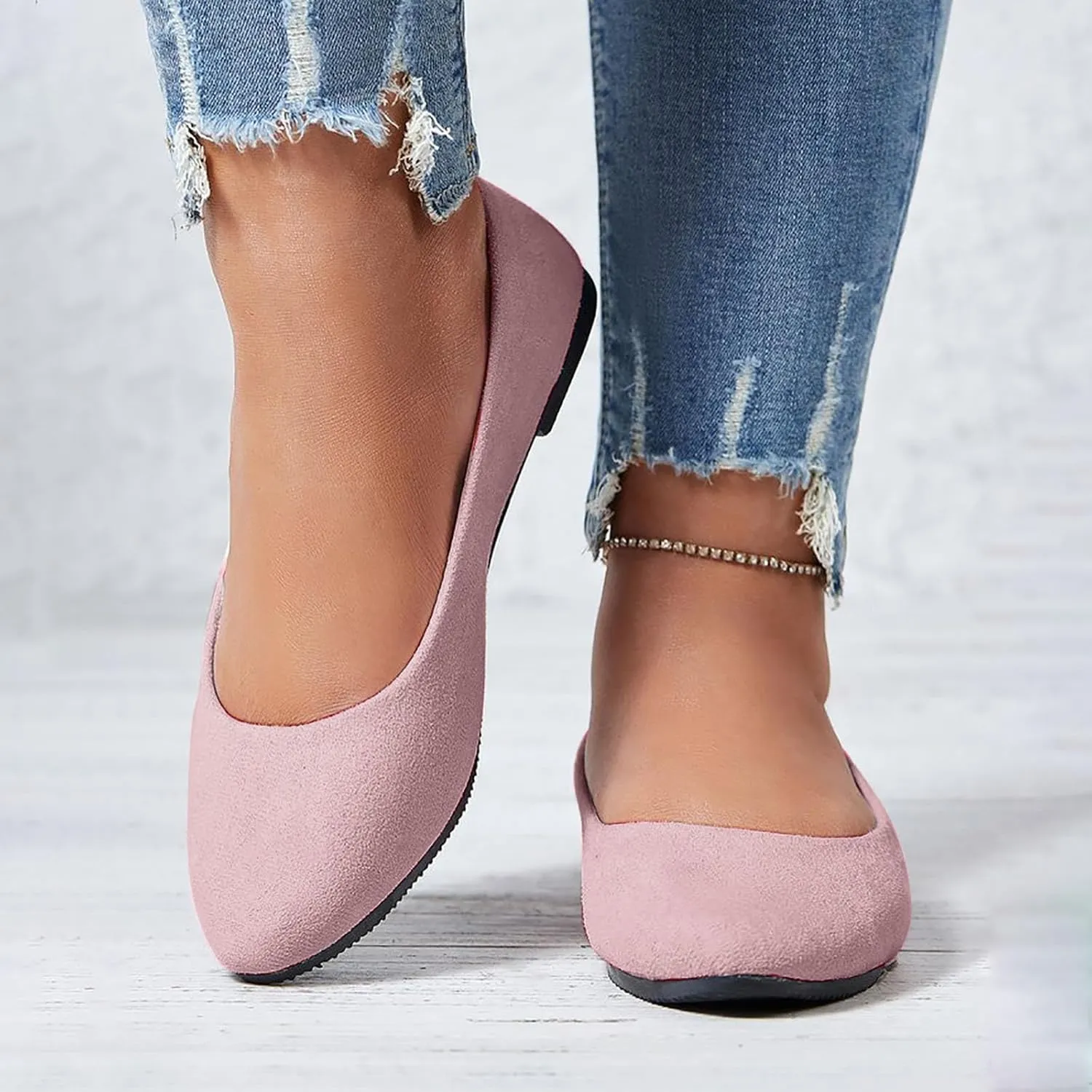 Women Flat Shoes Slip On Comfortable Walking Ballerina Shoes Cute Ballet Flats Ladies Portable Pumps Low Wedge Loafers