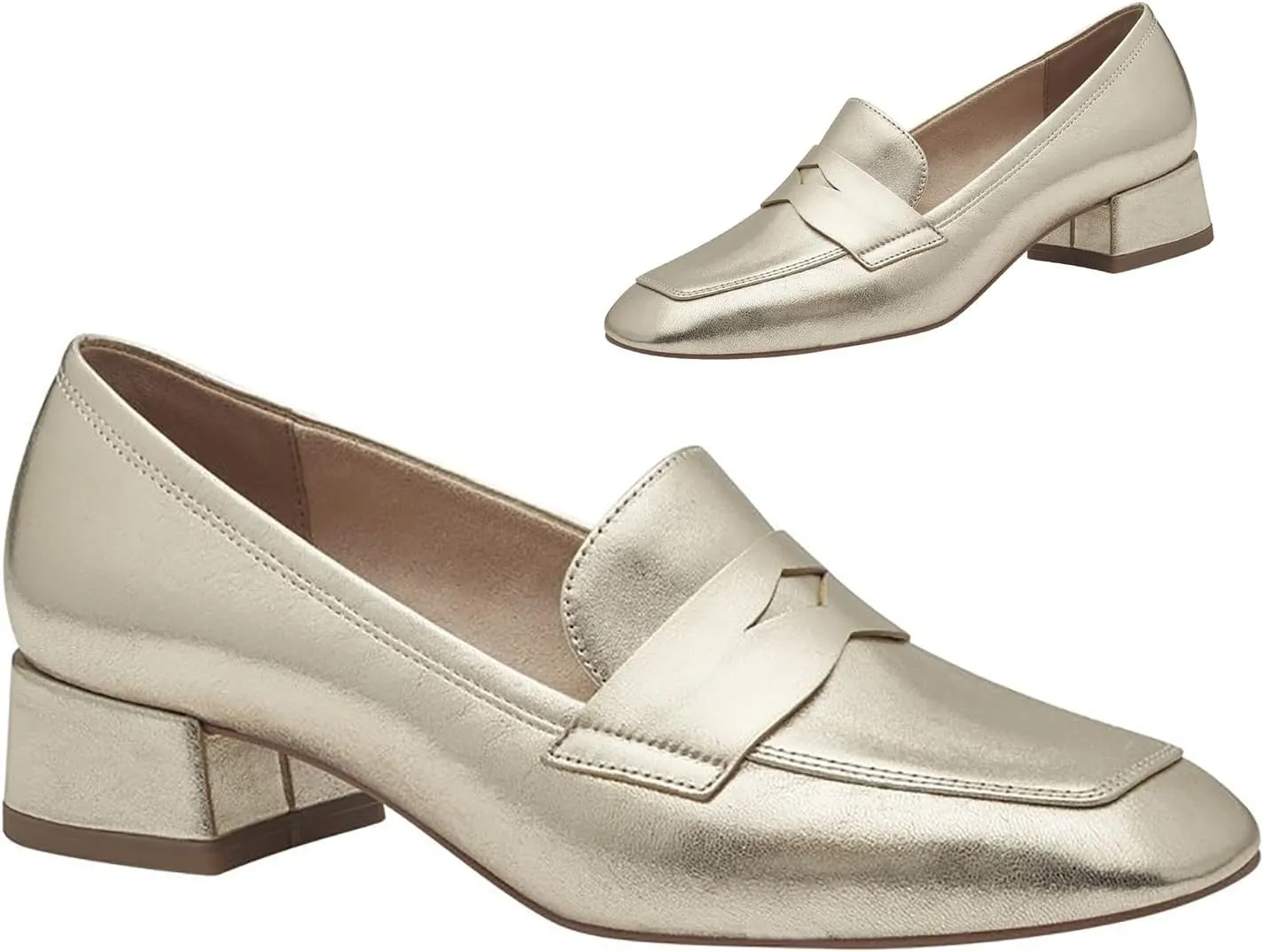 Women Low Chunky Heel Loafers Shoes Square Toe Matte Slip On Penny Loafers 1 inch Block Low Heel Dress Shoes Casual Classic Comfy Loafer Pumps Office Ladies Work Basic 4-11 M US