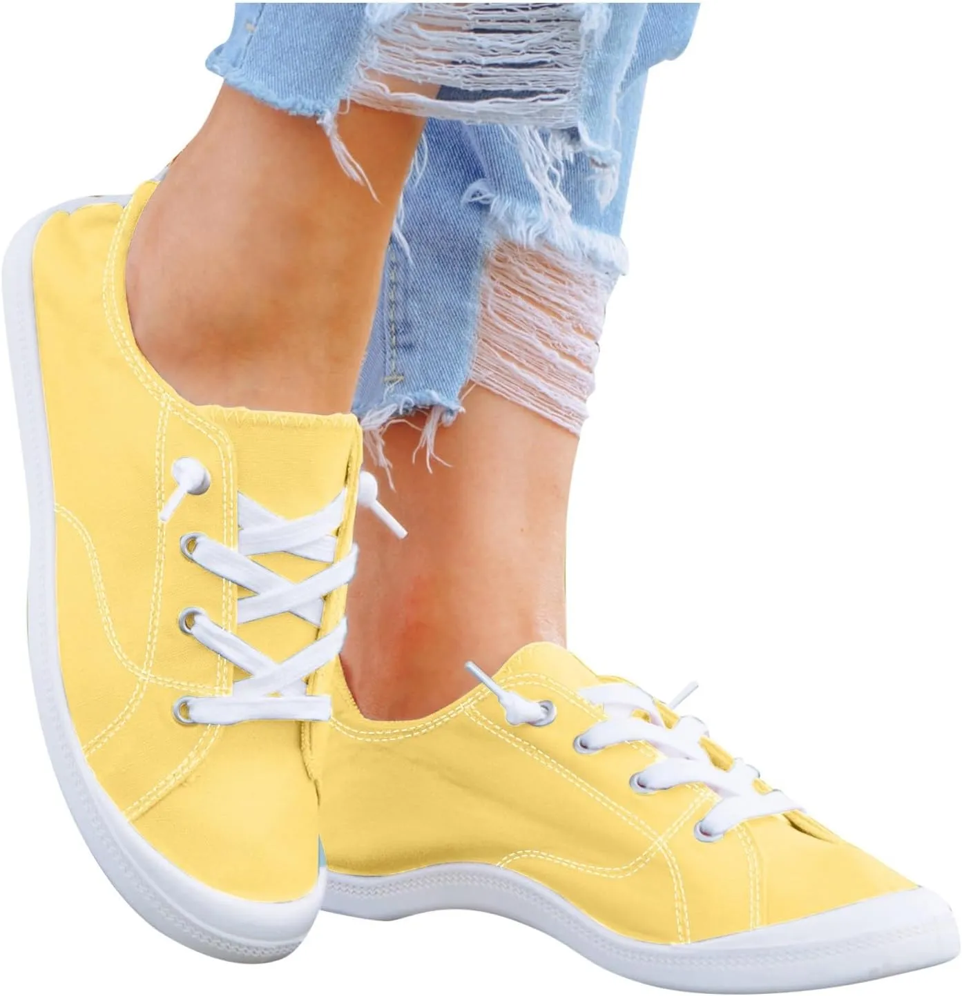 Women Slip On Tennis Shoes Low Top White Black Casual Sneakers for Women Lace Up Fashion Comfortable Ladies