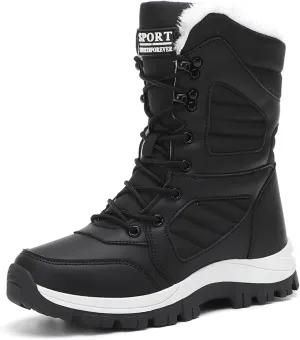 Women Snow Boots Winter Shoes Warm Faux Fur Lined Winter Snow Boots Anti-Slip Walking Outdoor Boot Mid Calf Snow Boots