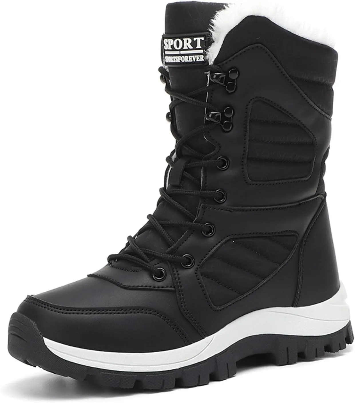 Women Snow Boots Winter Shoes Warm Faux Fur Lined Winter Snow Boots Anti-Slip Walking Outdoor Boot Mid Calf Snow Boots