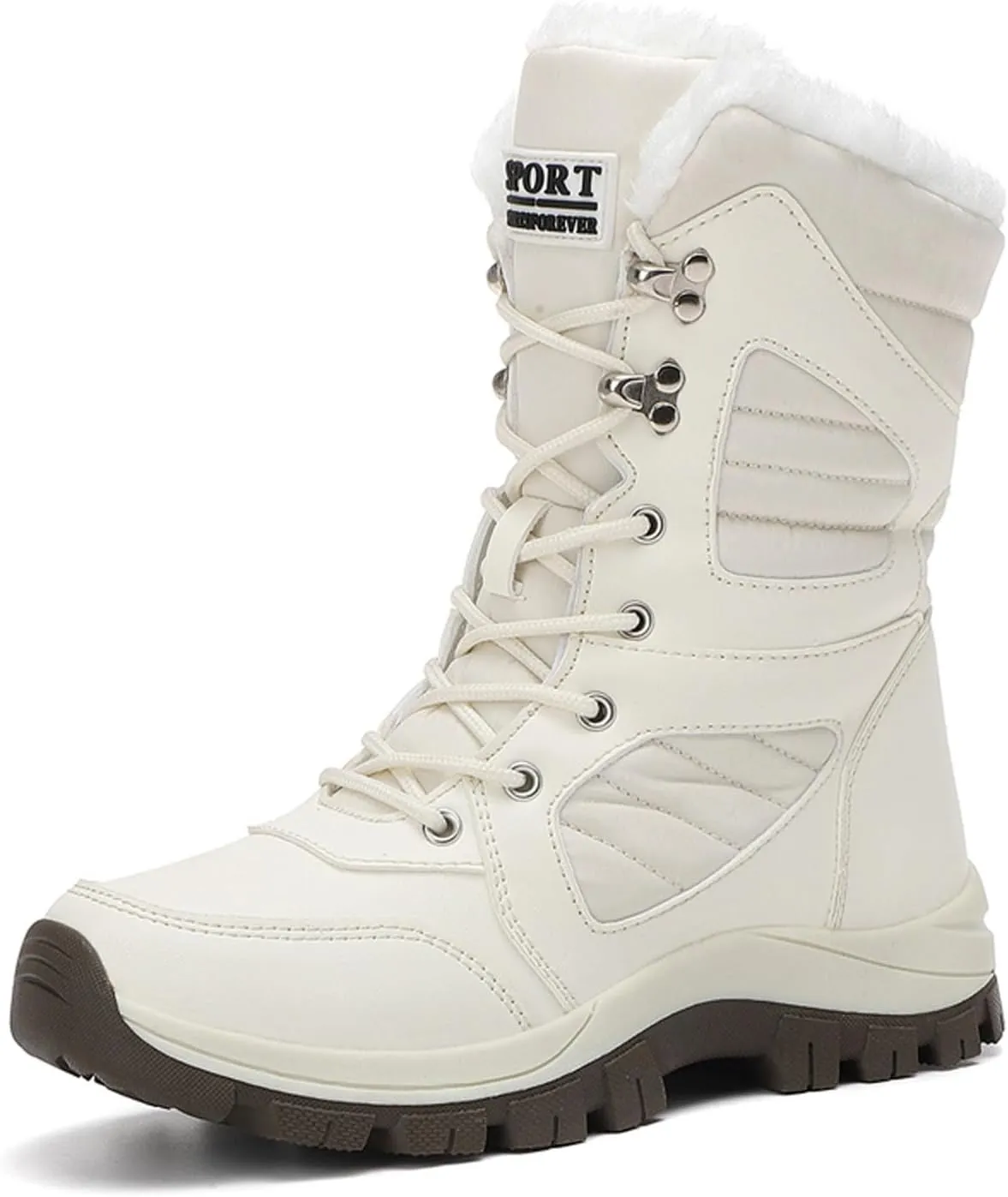 Women Snow Boots Winter Shoes Warm Faux Fur Lined Winter Snow Boots Anti-Slip Walking Outdoor Boot Mid Calf Snow Boots