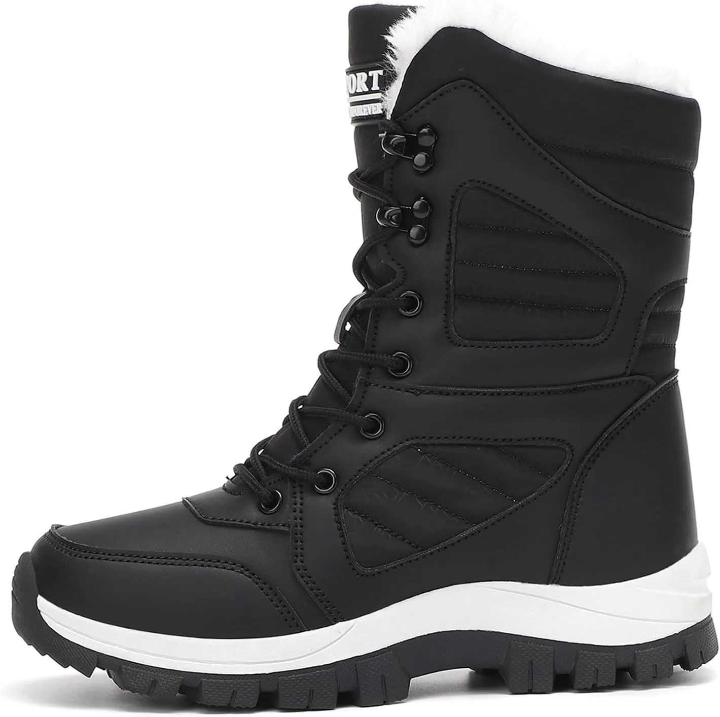 Women Snow Boots Winter Shoes Warm Faux Fur Lined Winter Snow Boots Anti-Slip Walking Outdoor Boot Mid Calf Snow Boots