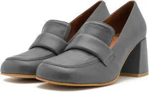 Women Vintage Chunky Block Heel Loafers Pumps Square Closed Toe Slip On Oxford Loafer Shoes Mid Heels Office Work Pumps Ladies Matte Leather Formal Business Professional Club Party 4-11 M US