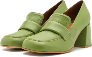 Women Vintage Chunky Block Heel Loafers Pumps Square Closed Toe Slip On Oxford Loafer Shoes Mid Heels Office Work Pumps Ladies Matte Leather Formal Business Professional Club Party 4-11 M US