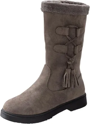 Women's Boots Mid Calf Snow Winter Boots for Women Warm Mid-Calf Boots Lined Non Slip Outdoor Casual Mid Calf Boots