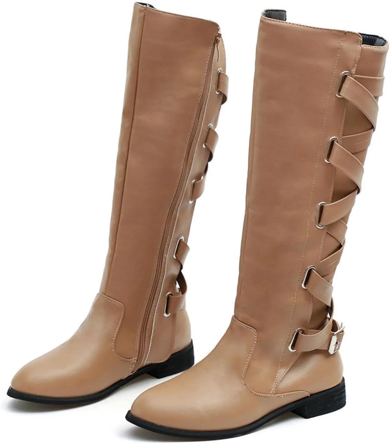 Women's Cold Proof Boots Long Leg Fashionable Warm Snow Boots Comfort Solid Color Leather Boots for Women