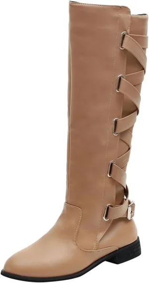 Women's Cold Proof Boots Long Leg Fashionable Warm Snow Boots Comfort Solid Color Leather Boots for Women