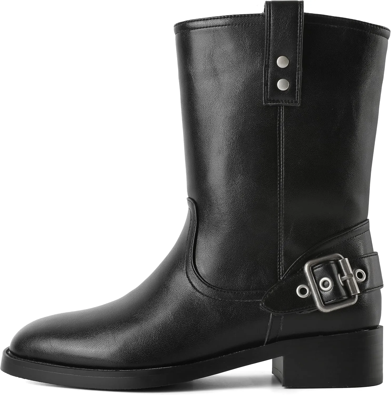 Women's Mid-Calf Boots Chunky Heel Ankle Booties Low Heels Boots 1.4 Inch Western Cowboy Boots