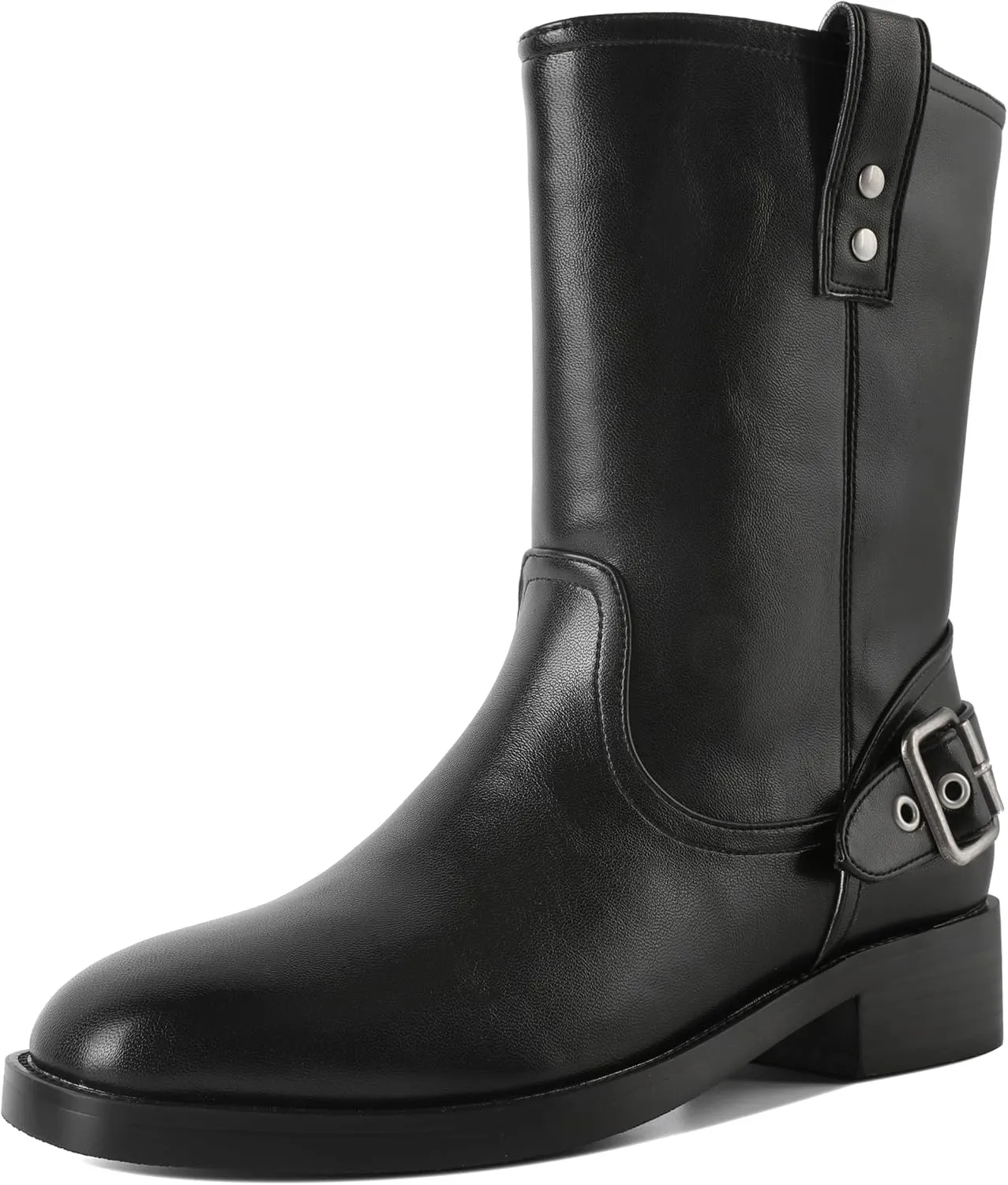 Women's Mid-Calf Boots Chunky Heel Ankle Booties Low Heels Boots 1.4 Inch Western Cowboy Boots