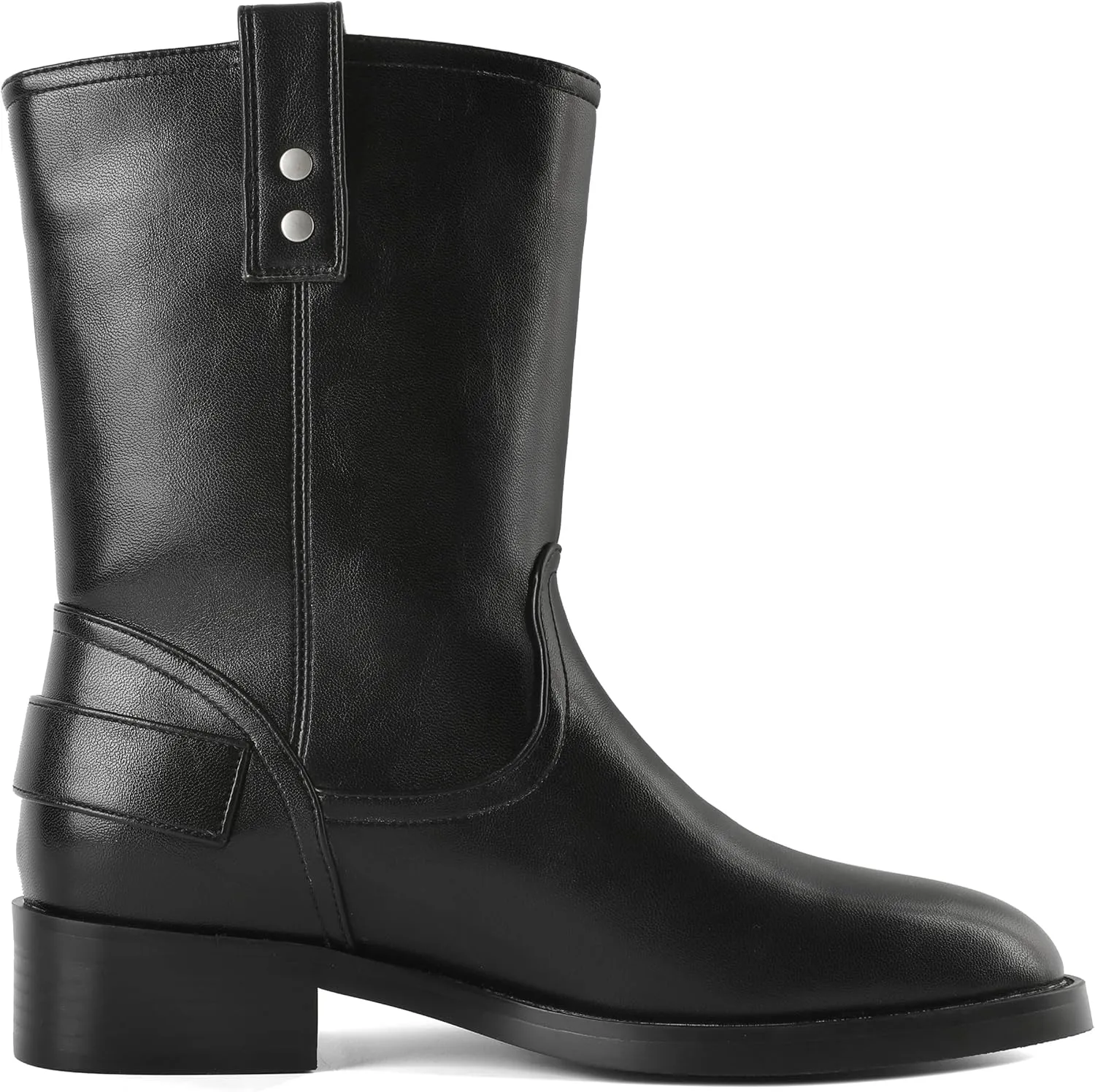 Women's Mid-Calf Boots Chunky Heel Ankle Booties Low Heels Boots 1.4 Inch Western Cowboy Boots