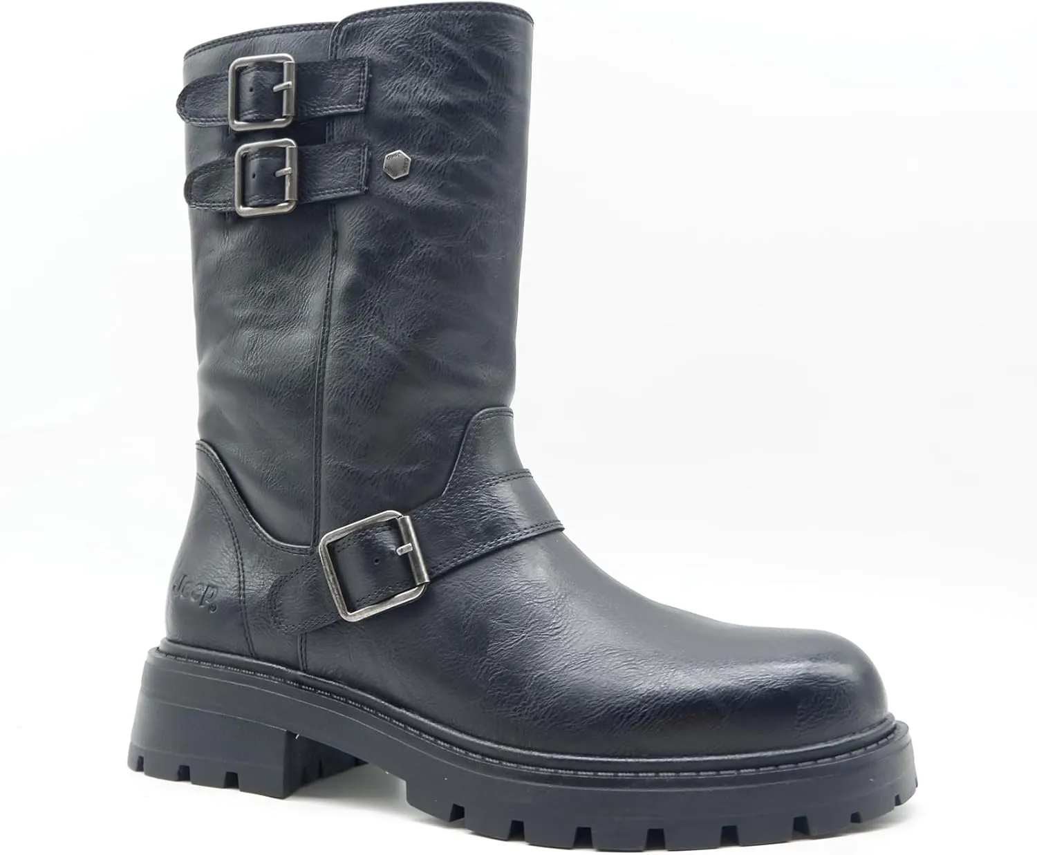 Women's Mid-Calf Boots with Side Zipper and Adjustable Buckle Strap