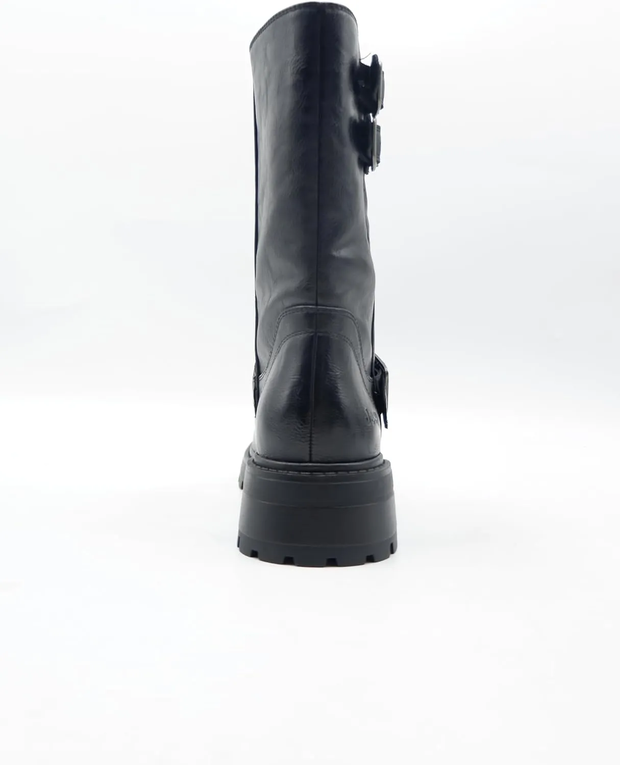 Women's Mid-Calf Boots with Side Zipper and Adjustable Buckle Strap