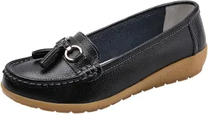 Womens Slip-on Loafers Womens Walking Flat Loafer Slip On Leather Loafer Comfortable Flat Shoes Outdoor Driving Shoes