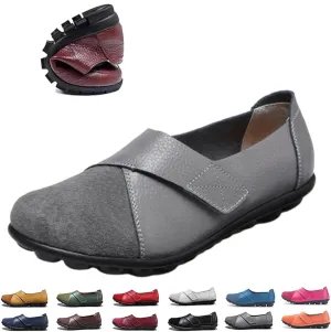 Womens Suede Leather Loafers,Ladies Orthopedic Loafers in Breathable Leather Slip On Flat Outdoor Versatile Trendy Driving Moccasin Shoes for Women