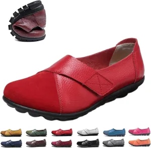 Womens Suede Leather Loafers,Ladies Orthopedic Loafers in Breathable Leather Slip On Flat Outdoor Versatile Trendy Driving Moccasin Shoes for Women