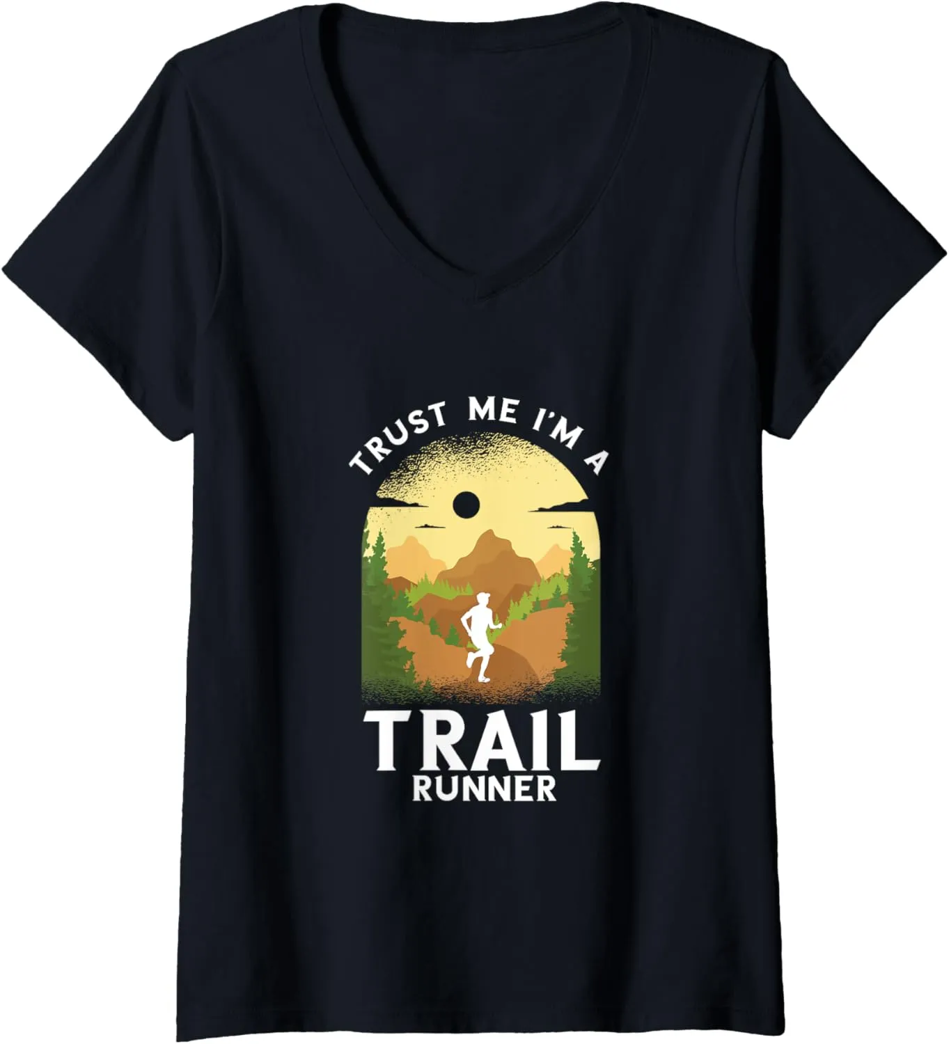 Womens Trail Running Trust Me Trail Runner Mountain Runner V-Neck T-Shirt