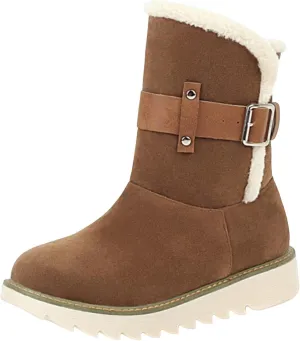 Womens Winter Snow Boots Cute Round Toe Warm Fur Lined Winter Suede Women's Slip On Boot Comfortable Winter Boot
