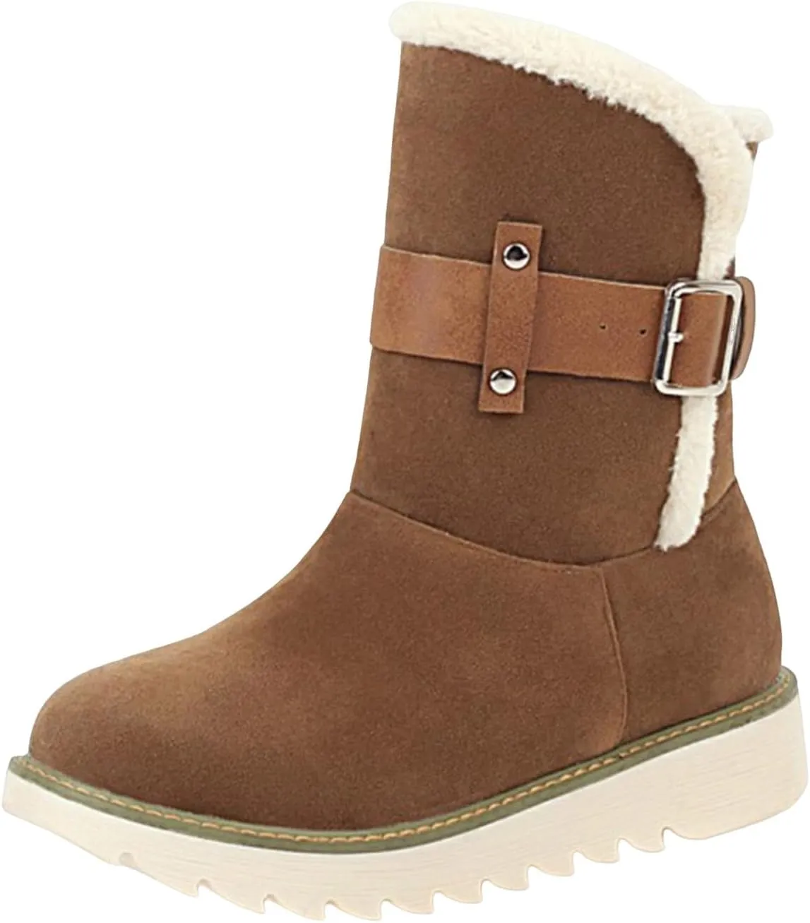 Womens Winter Snow Boots Cute Round Toe Warm Fur Lined Winter Suede Women's Slip On Boot Comfortable Winter Boot