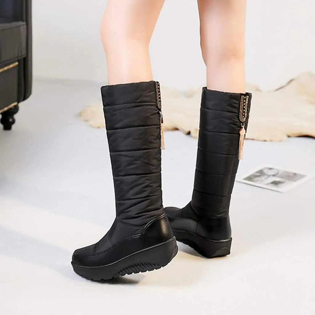 Women's Winter Snow Boots Fashion Warm Mid Calf Boots Waterproof Rain Platform Cold Weather Snow Boot