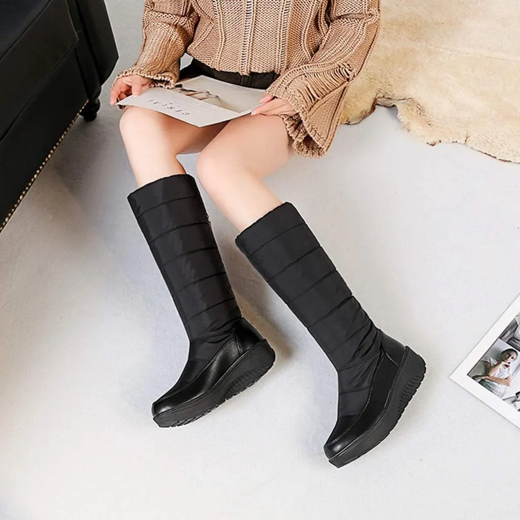 Women's Winter Snow Boots Fashion Warm Mid Calf Boots Waterproof Rain Platform Cold Weather Snow Boot