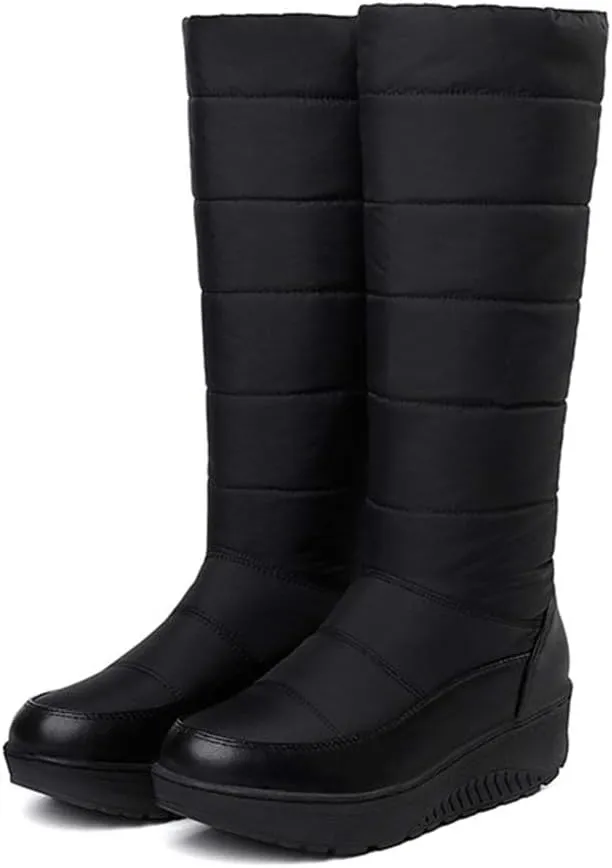 Women's Winter Snow Boots Fashion Warm Mid Calf Boots Waterproof Rain Platform Cold Weather Snow Boot