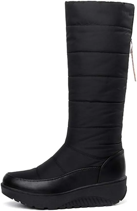 Women's Winter Snow Boots Fashion Warm Mid Calf Boots Waterproof Rain Platform Cold Weather Snow Boot
