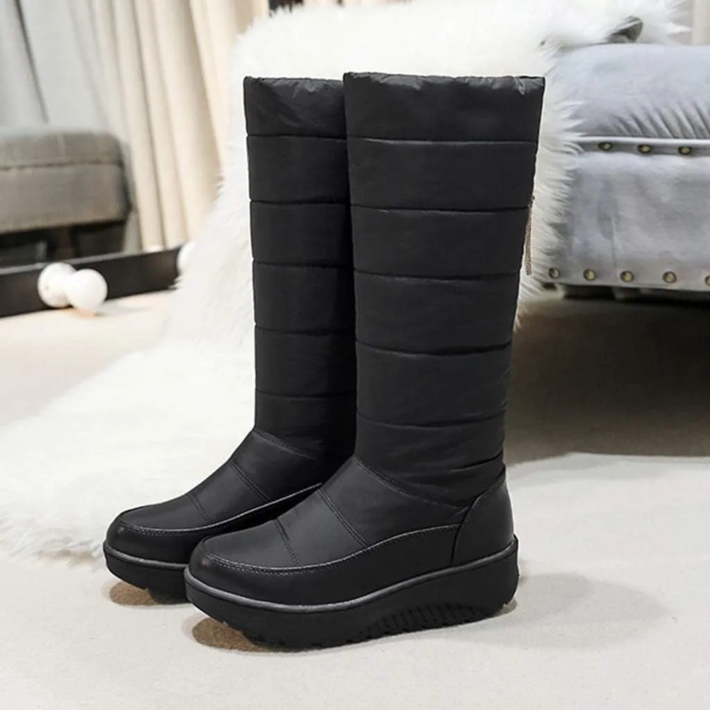 Women's Winter Snow Boots Fashion Warm Mid Calf Boots Waterproof Rain Platform Cold Weather Snow Boot