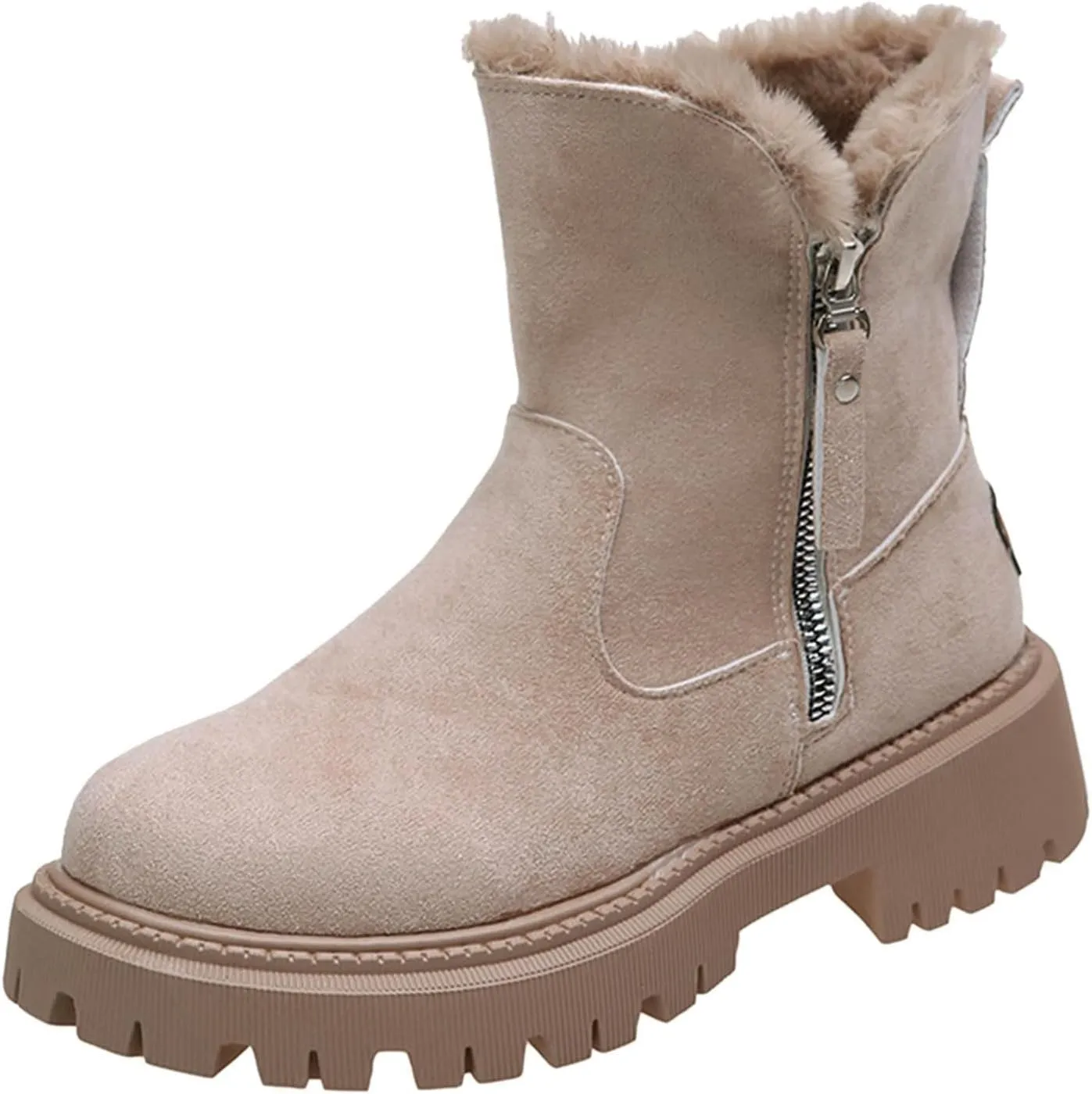 Women's Winter Snow Boots Insulated Non-Slip Outdoor Mid Calf Booties Anti-Slip Warm Faux Fur Lined Boot for Outdoor