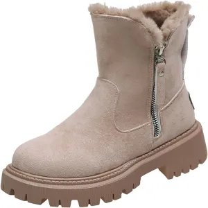 Women's Winter Snow Boots Insulated Non-Slip Outdoor Mid Calf Booties Anti-Slip Warm Faux Fur Lined Boot for Outdoor