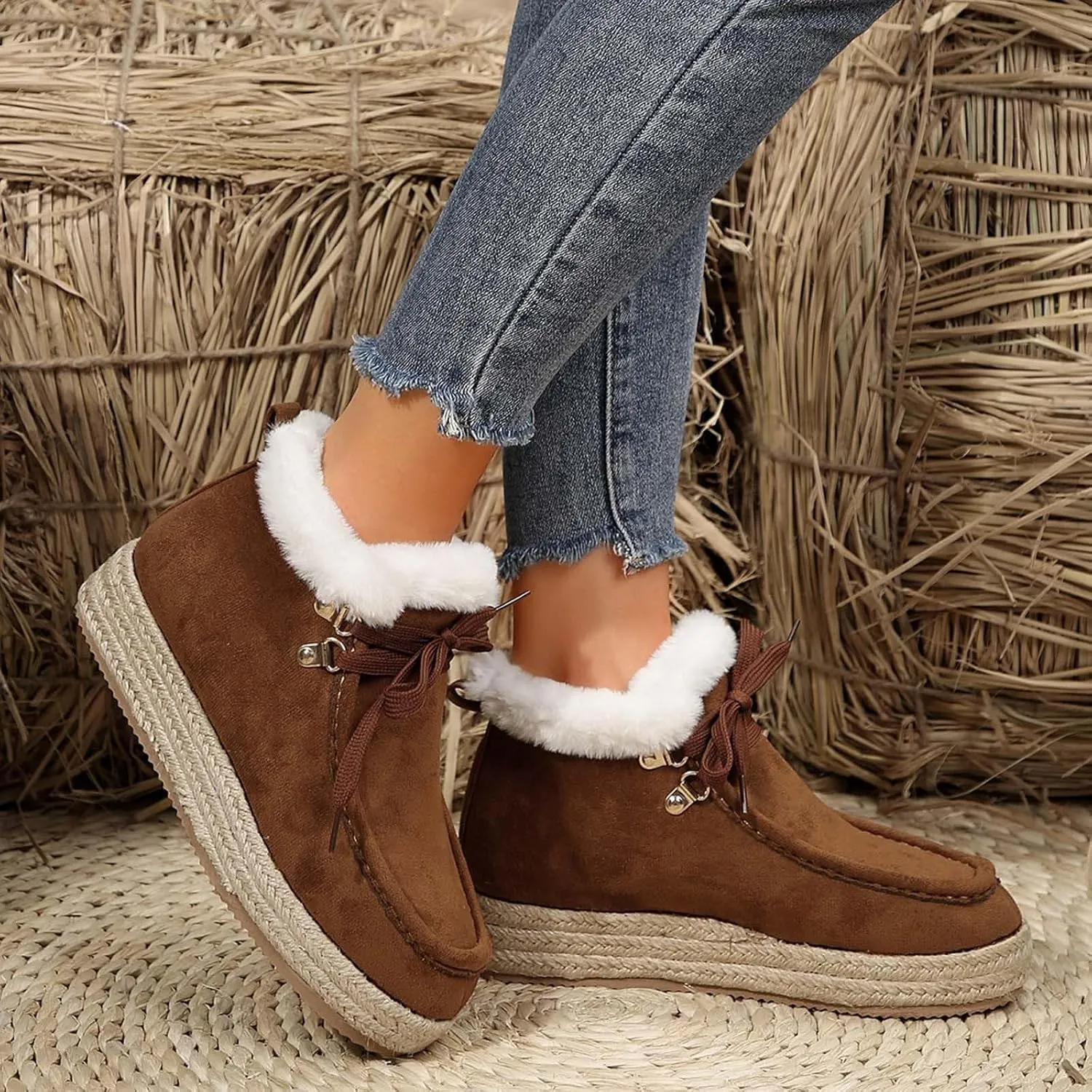 Women's Winter Snow Boots Low Block Heel Riding Boots Round Toe Slip on Winter Insulated Comfortable Fashion Booties