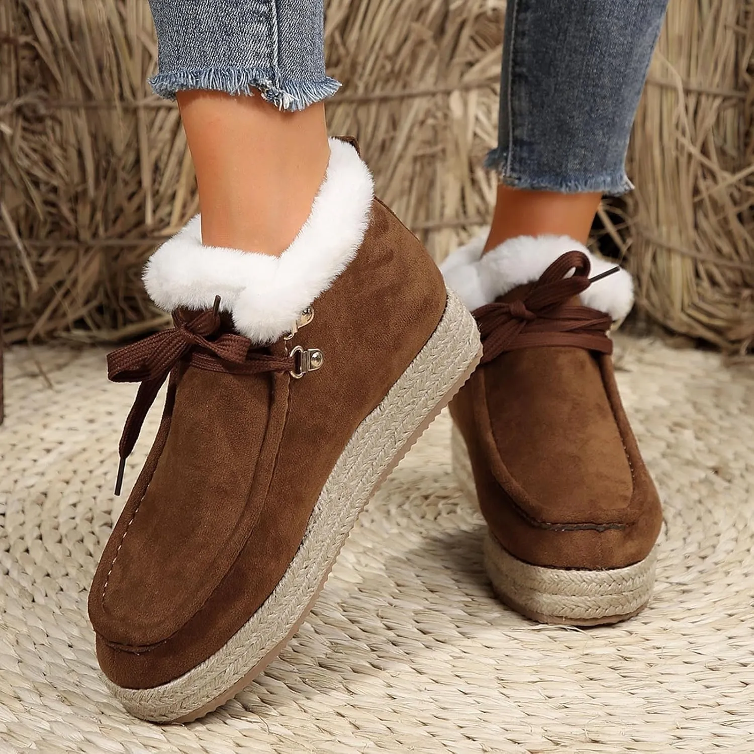 Women's Winter Snow Boots Low Block Heel Riding Boots Round Toe Slip on Winter Insulated Comfortable Fashion Booties