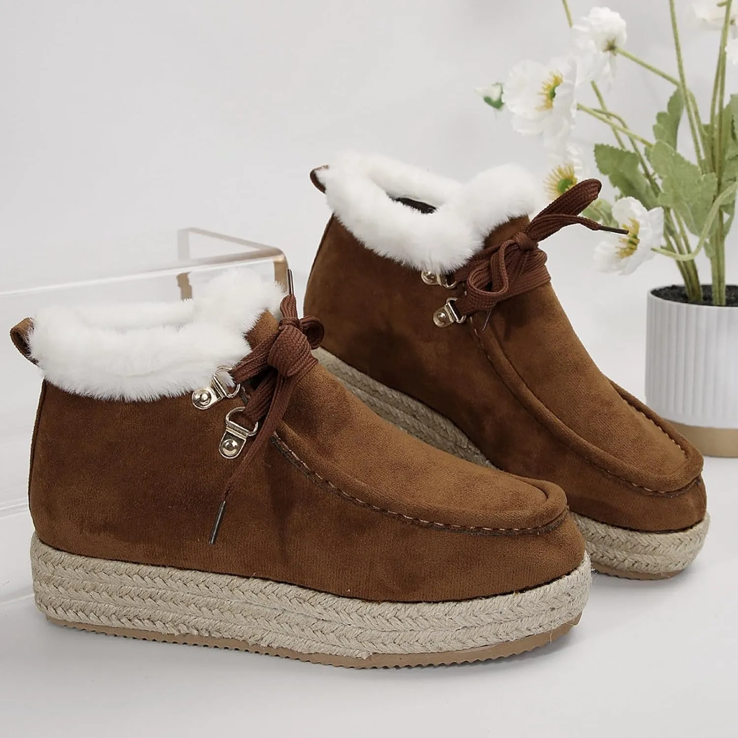 Women's Winter Snow Boots Low Block Heel Riding Boots Round Toe Slip on Winter Insulated Comfortable Fashion Booties