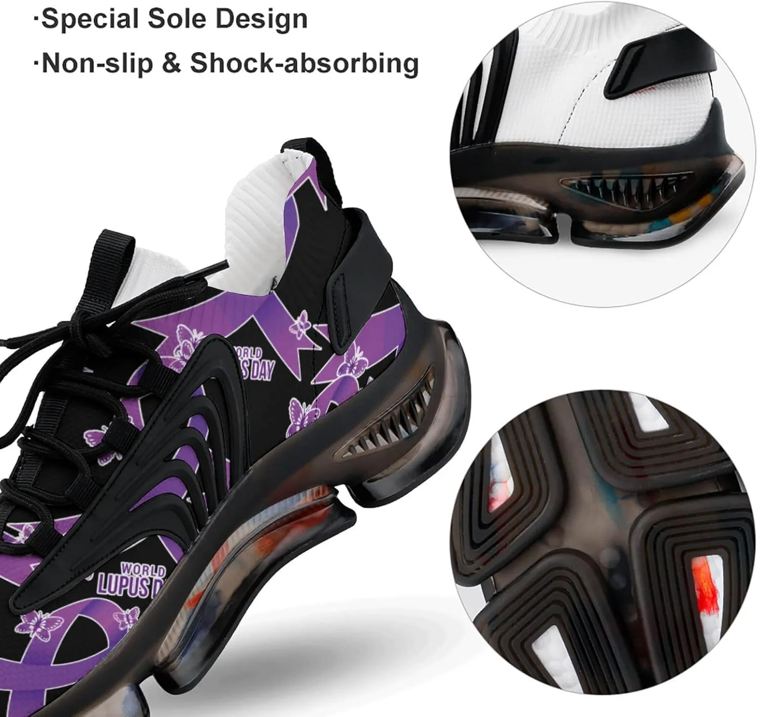 World Lupus Day with Stylish Ribbon Men's Running Shoe Walking Running Sneaker for Women Lightweight Breathable