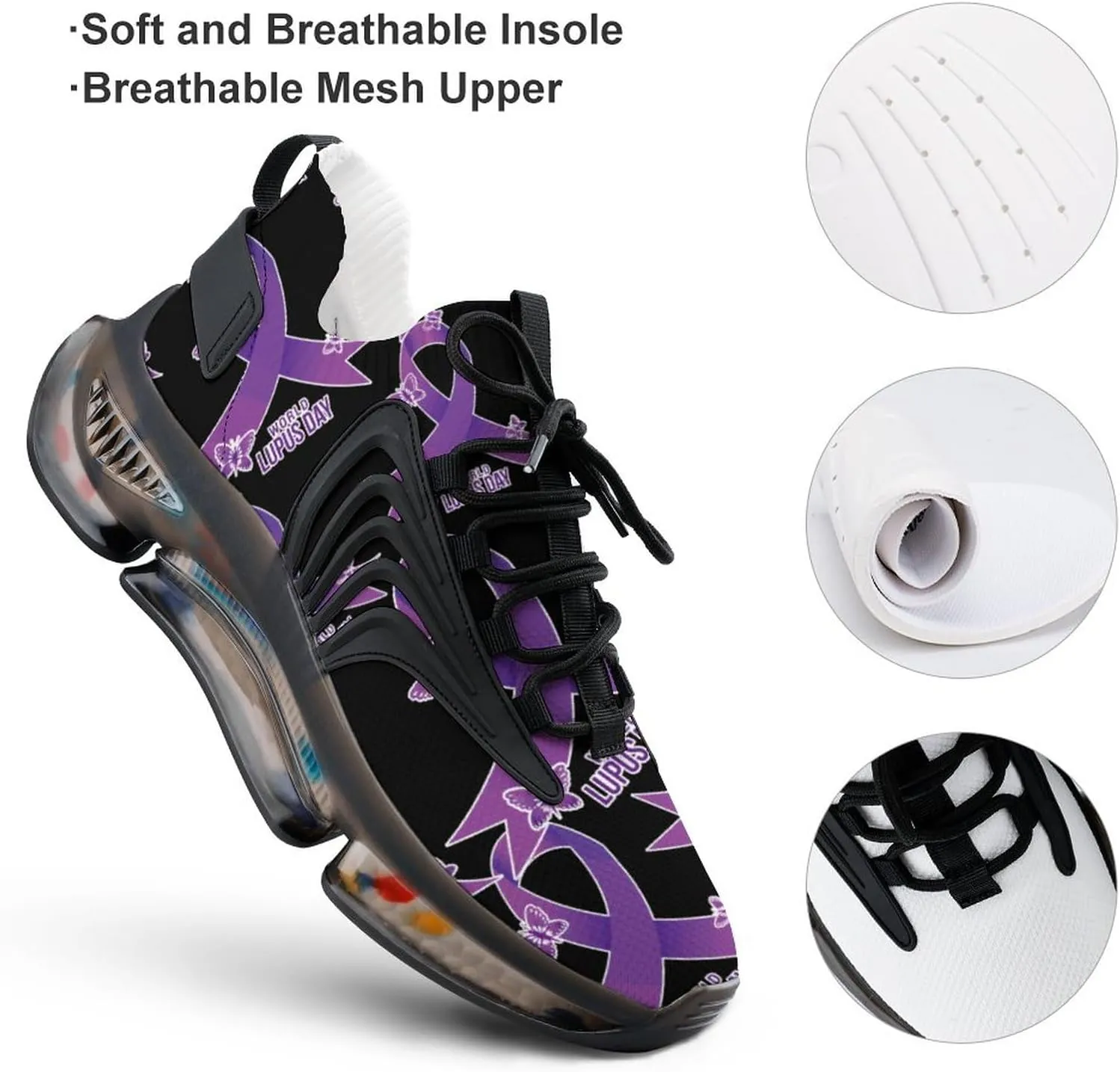 World Lupus Day with Stylish Ribbon Men's Running Shoe Walking Running Sneaker for Women Lightweight Breathable