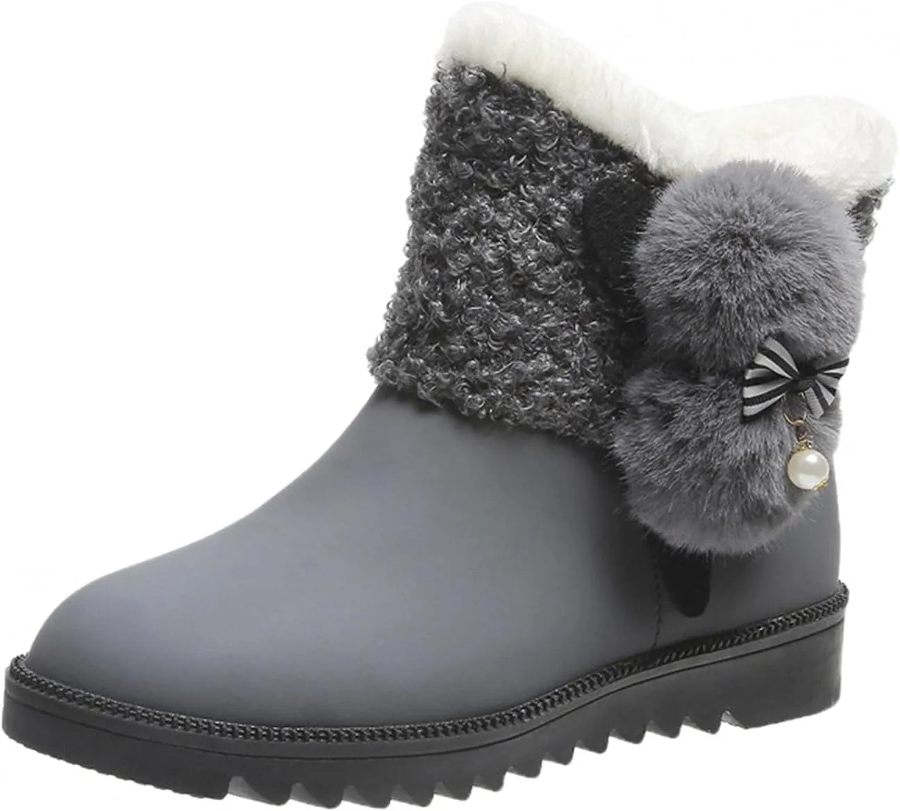 ZBYY Winter Snow Boots for Women,Keep Warm Anti-Slip Soft Snow Boots Fur Lined Flat Mid Calf Ankle Booties Shoes